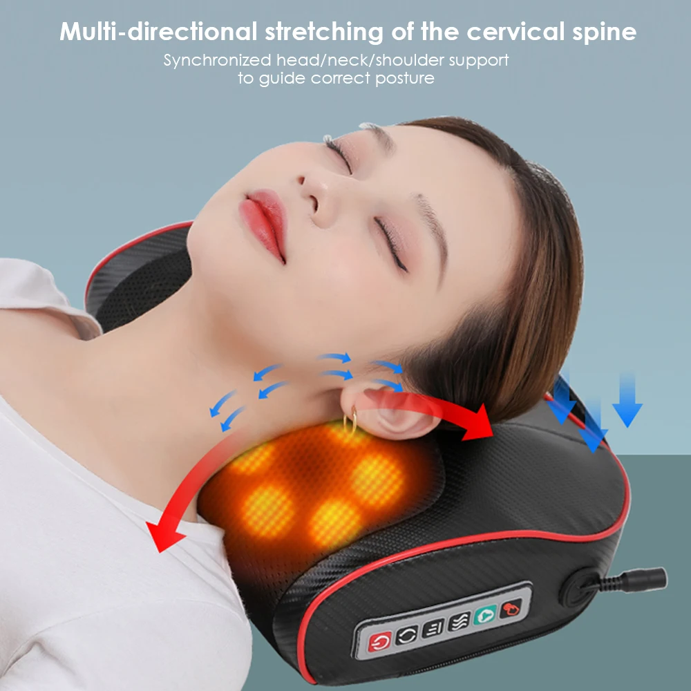 Massage Pillow 3level Heated Infrared Head Shoulder Back Waist Body