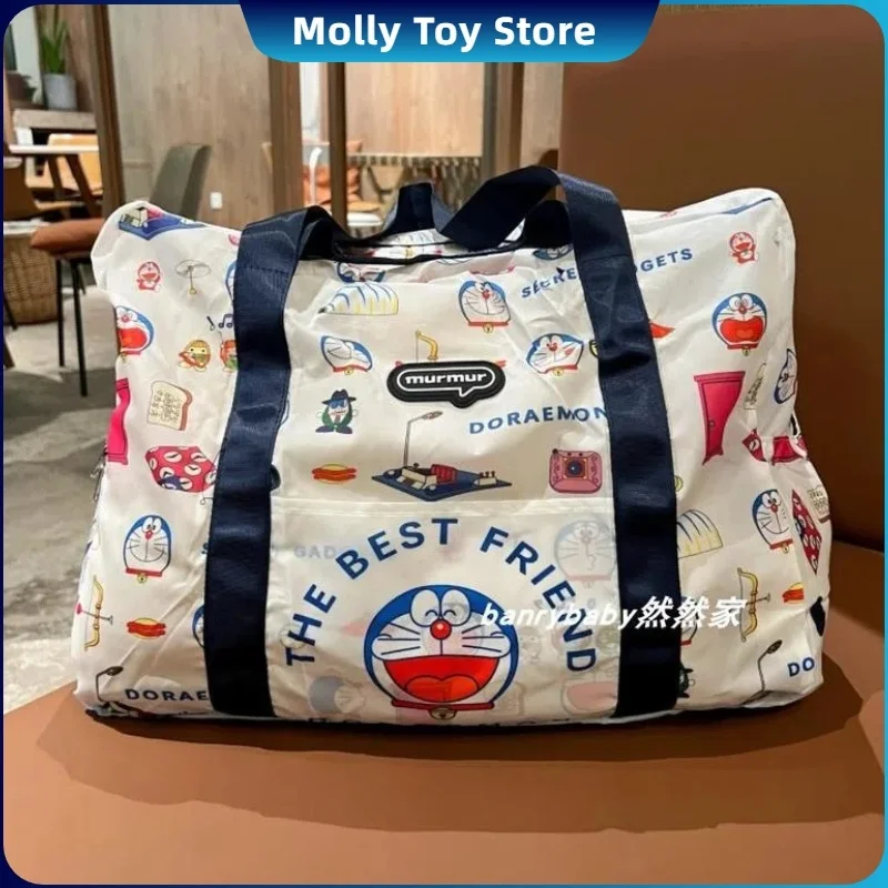 Anime Doraemon Stationery Storage Bag Large Capacity Collapsible Camping Shoulder Shopping Bag Light Clothes Packaging Travel Bag