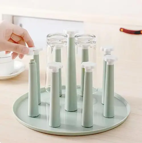 Kitchen Cup Drying Rack Dust-Proof Glass Cup Drainer Holder Stand Detachable Bottle Dish Drying ShelfStorage Tray Kitchen Tool 6