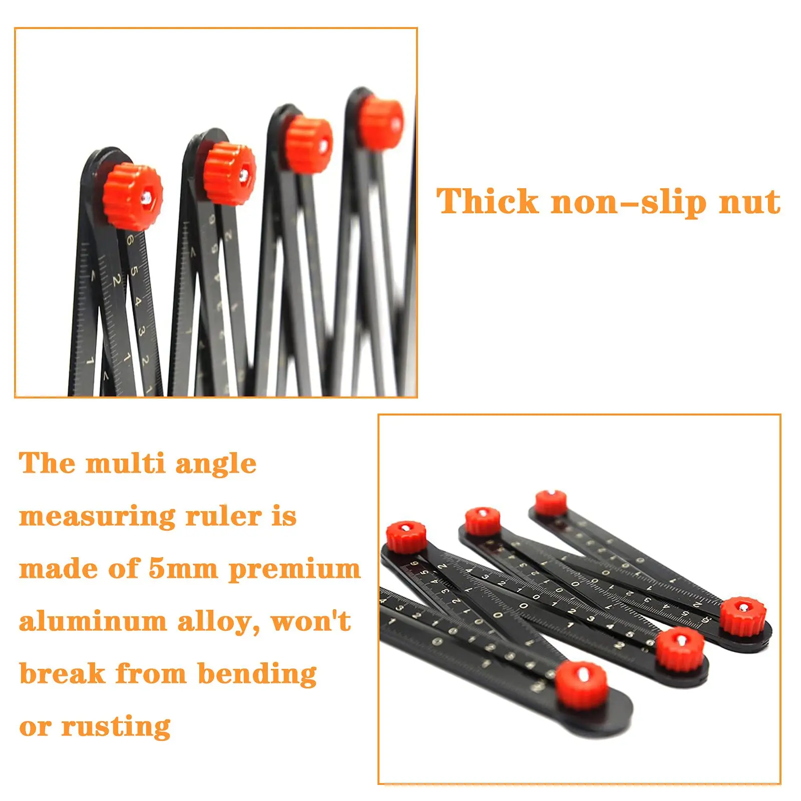 12 Fold Angle Ruler Multi Angle Aluminium Alloy Measuring Ruler Perforated Mold Template Tool Locator Drill Guide Tile Hole 5