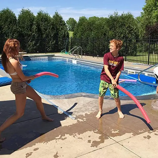 Úszómedence Tészta Úszó Rugalmas Sor Gyűrű Gyerekek Medence Világos Piros Kék Hab Woggle Szilárd Úszás - Image 3