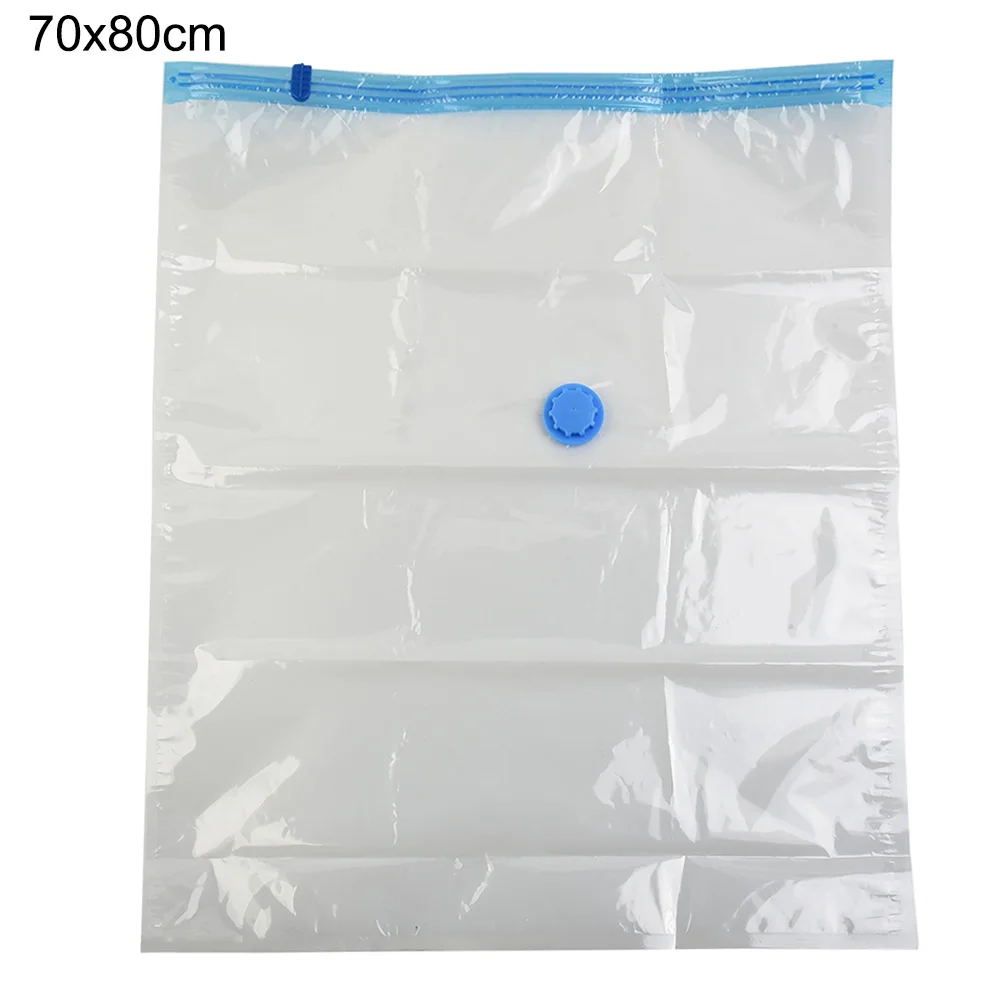Transparent Vacuum Storage Bags with Valve - Space-Saving Compression Organizers for Towels, Clothes, and Blankets