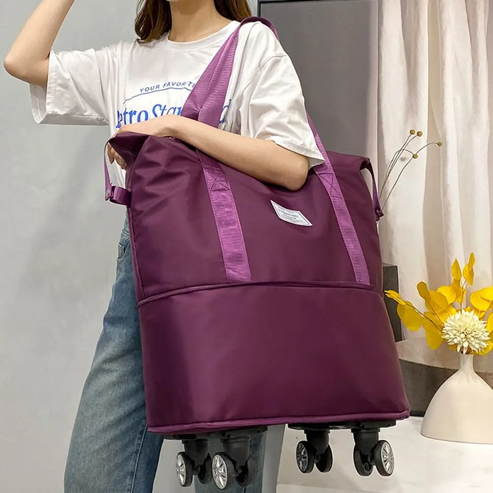 Expandable Rolling Duffle Bag with Wheels Foldable Multiple Pocket Rolling Luggage Bag with Wheels