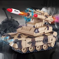 Rc Tank Smoking Shoot Bullet Electronic Remote Control Car Move By Apron Wheel Rocket Sled Toy With LED Flame Sound Kids Gift 1