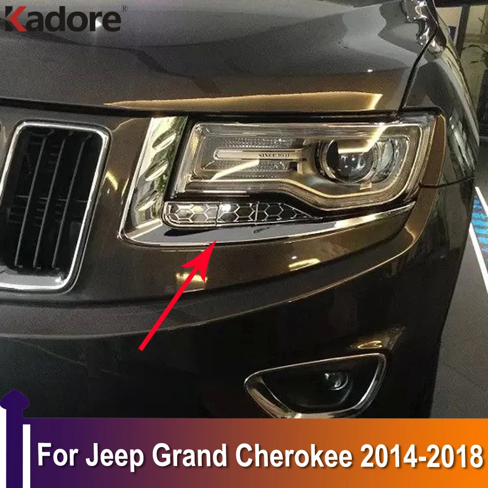 For Jeep Grand Cherokee 20142018 Chrome Head Light Lamp Eyebrow Eyelid