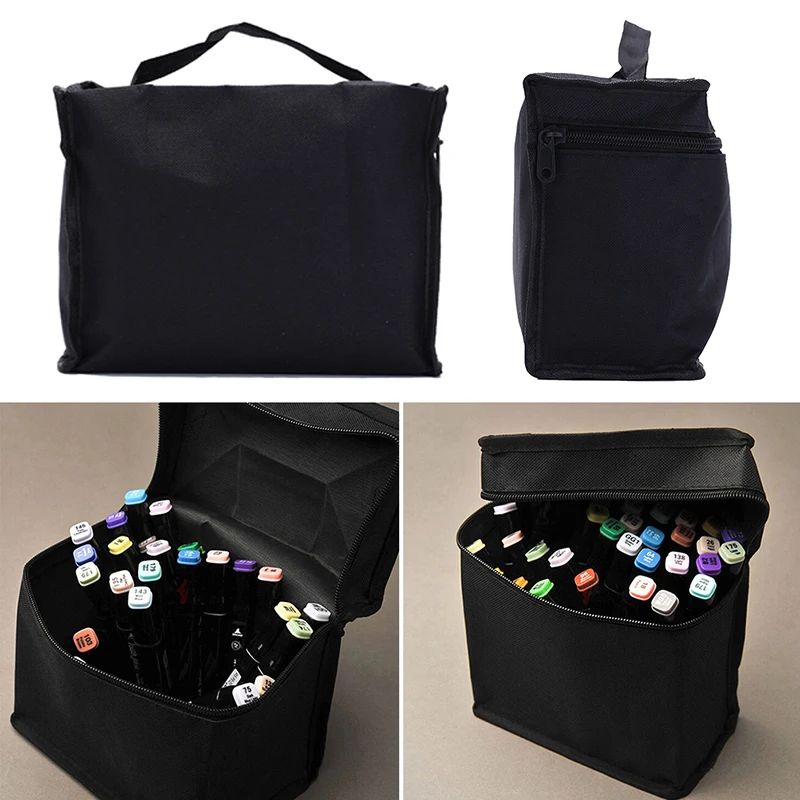 Stationery Storage Box Zipper Folding Art Markers Zipper Canvas Storage Pencil Bag Hold Markers Pen