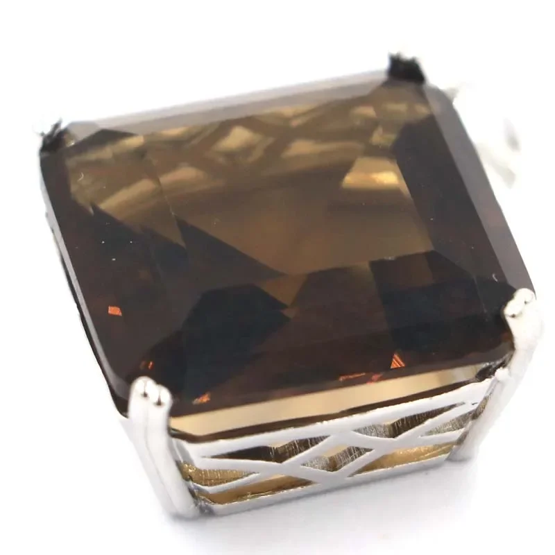 11g Customized 925 SOLID STERLING SILVER  PENDANT Big Square Orange Spessartine London Blue Swiss Blue Kunzite Smoky Topaz Bride