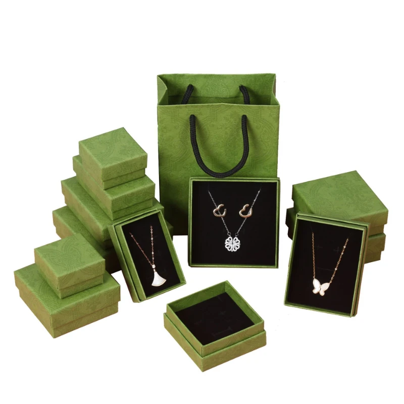 5pcs Cardboard Jewelry Box Ring Earrings Necklace Square Display Packaging  Carton Organizer Storage Paper Gift Boxes With Sponge