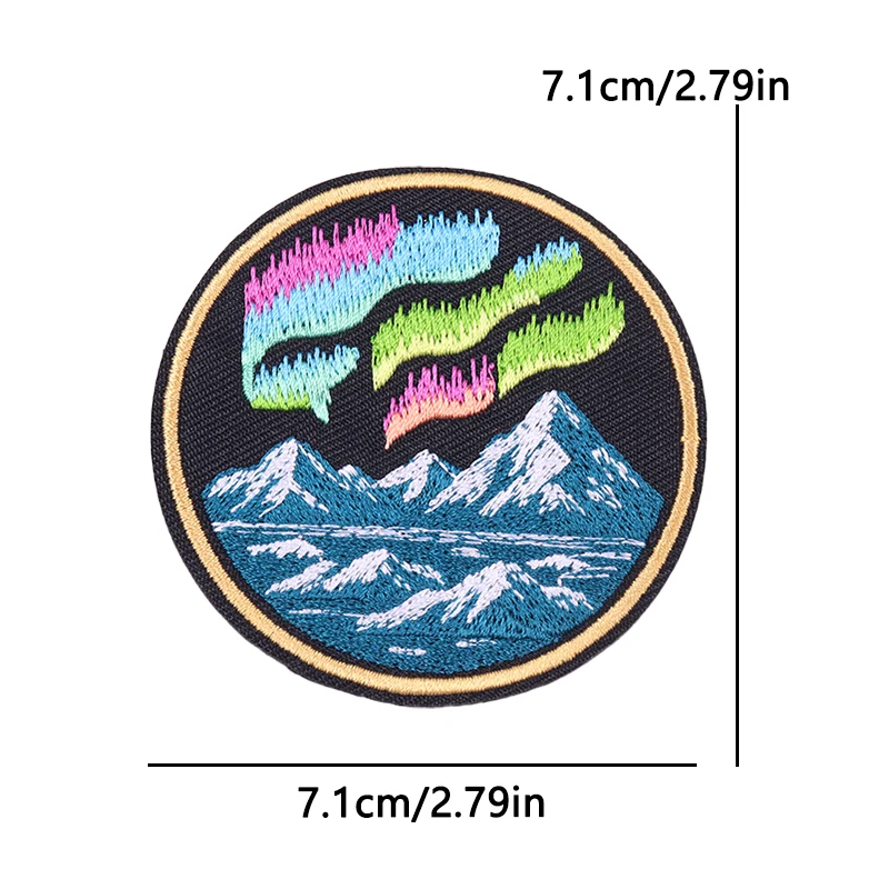 달과 나비 자수 패치, 의류용 북극광 산 무늬 다리미 부착 패치, 청바지, 모자, 바느질 부착 배지, 액세서리