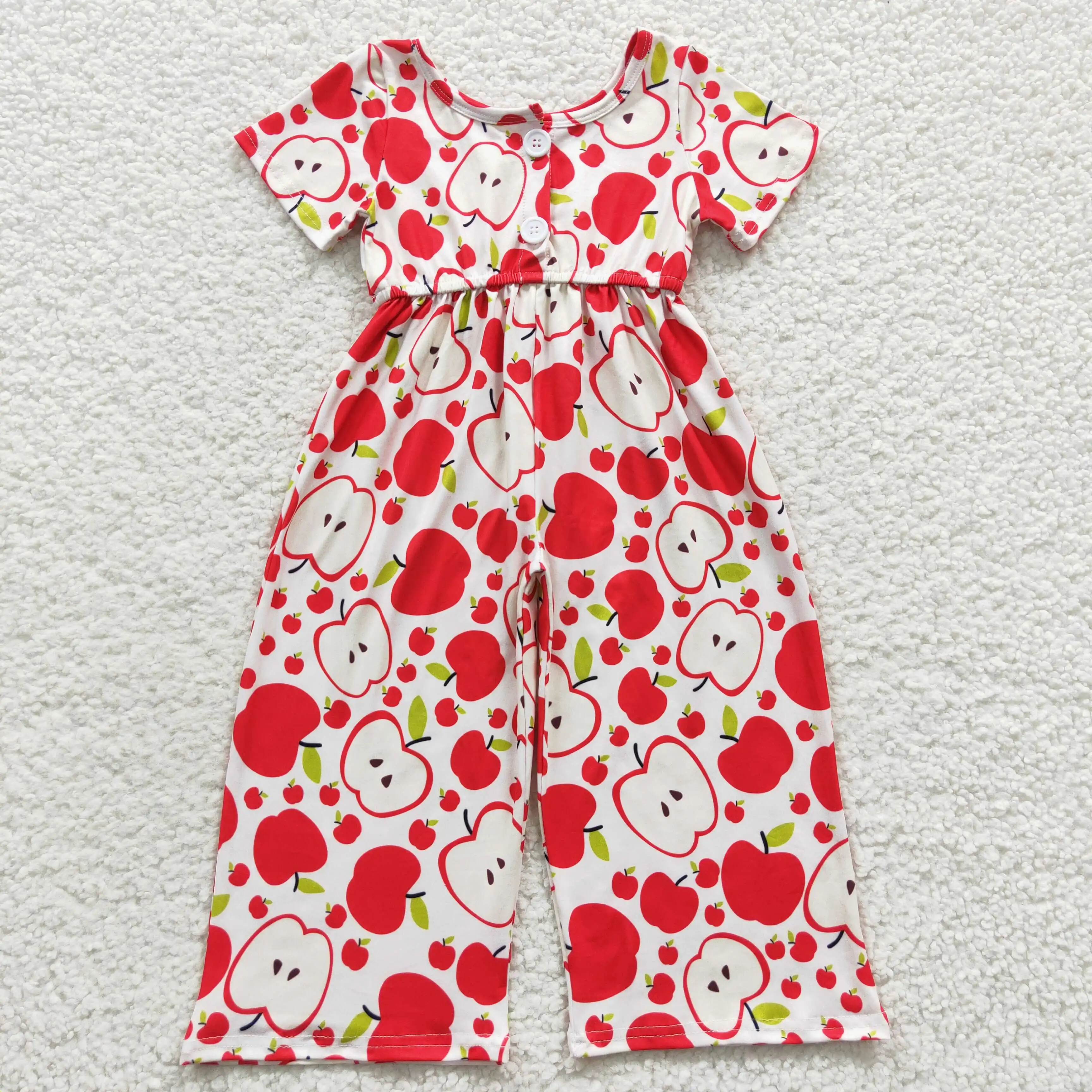 

New Arrivals RTS Boutique Toddler Girls One-Pieces Fancy Apple Kids Jumpsuits Baby Children Rompers