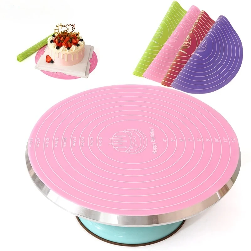 Silicone Baking Mat Silicone Baking Mat for Cake Turntable Non-Stick High Temp Resistant Decorating Tool Size Guide
