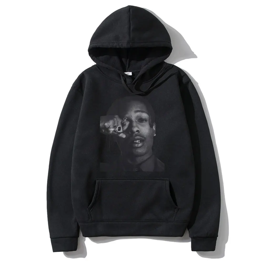 

Rapper Asap Rocky Portrait Digital Direct Injection Oversized Print Hoodie Men Women Trend Hip Hop Cool Sweatshirt Couple Models
