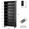69-Inch Tall Bookcase with LED Lighting, Modern 9-Tier Freestanding Bookshelf with Solid Wood Legs, Wooden Open Display Shelf 2