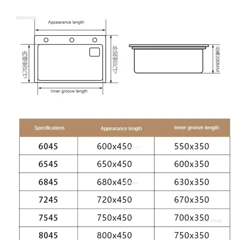 Stainless Steel Large Kitchen Sinks Integrated Cabinet Floor-standing Washing Sink with Cabinet Multifunctional Single-slot Sink