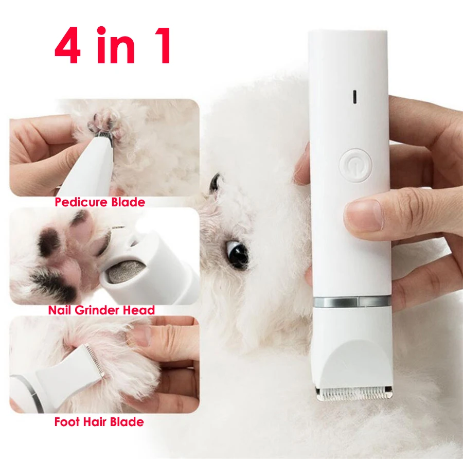 Pet Clipper Dog Hair Trimmer Pet Hair Trimmer Dog Clipper Pet Nail Grinder Dog Cat Hair Trimmer Paw Nail Grinder Pets Clippers Foot Nail Cutter Low Noise Grooming Machine USB
