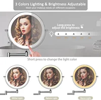 8" Wall Mounted Bathroom Makeup Mirror with 3 Color Light,Double Sided 1X/10X Magnifying Lighted Mirror LED Mirror for Shaving - Image 4