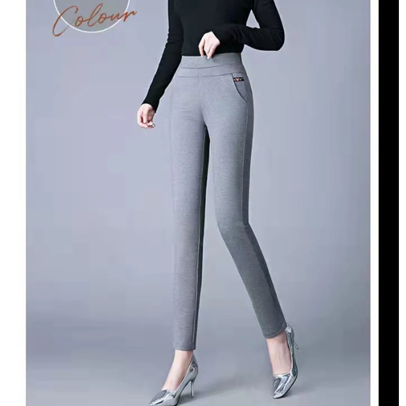 2022 Spring Autumn New Solid Color High Waist Thicken Pants Loose