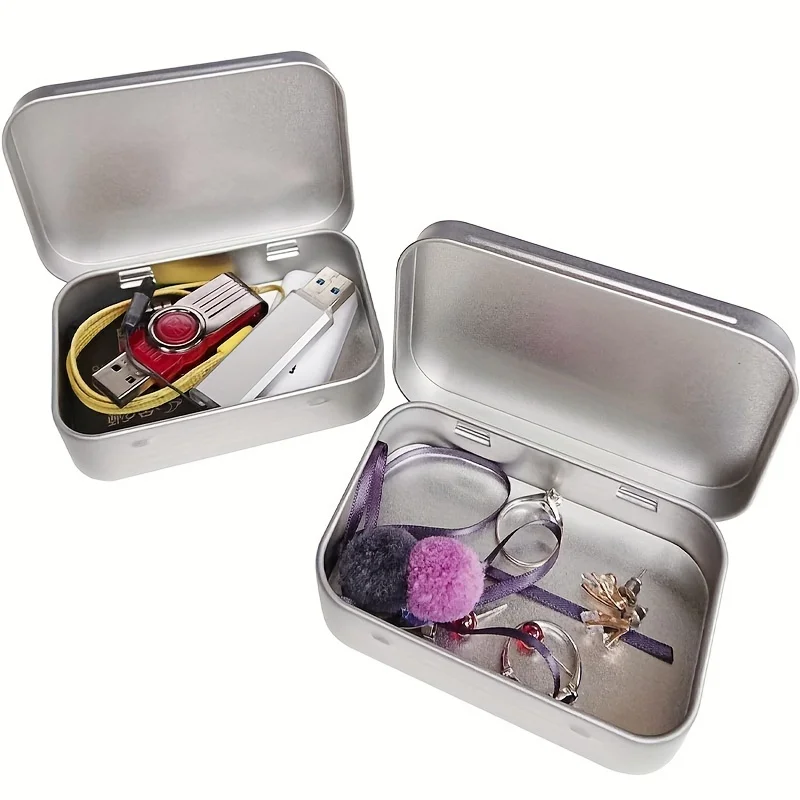 휴대용 미니 금속 보관함 주석 도금 슬라이드 커버 보석 약품 화장품 정리함 (웨딩 및 일상용)