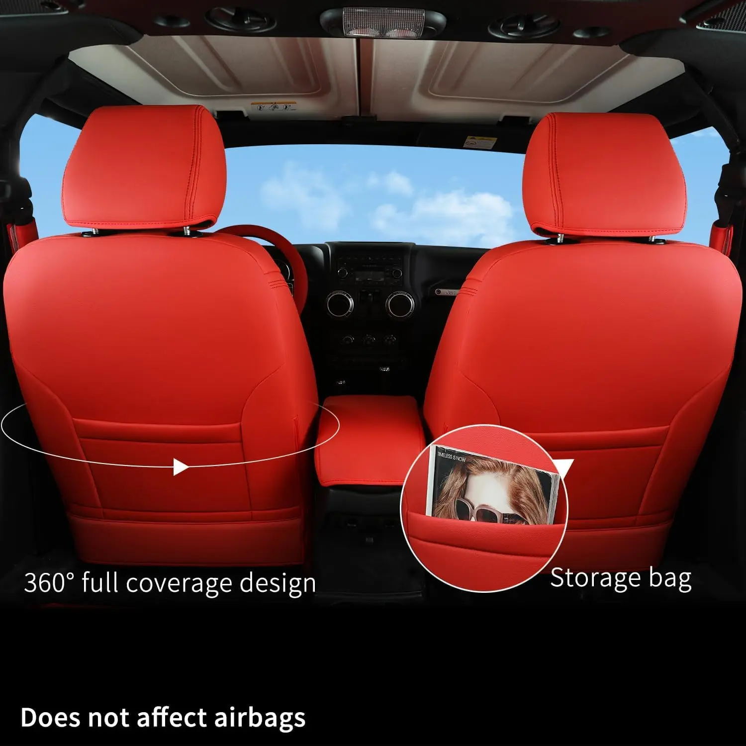 Coprisedili GEARFLAG In Neoprene Per Jeep Wrangler JK Unlimited 4 Porte (2007-2017) Set Completo Rosso/Nero