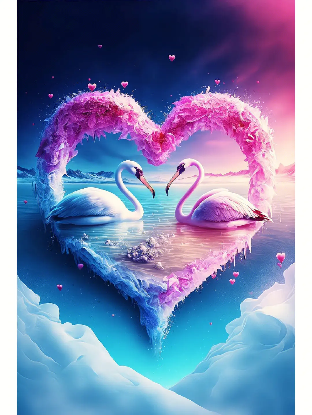 Swan Love in the Sunset Paint with Diamonds – Art Providore