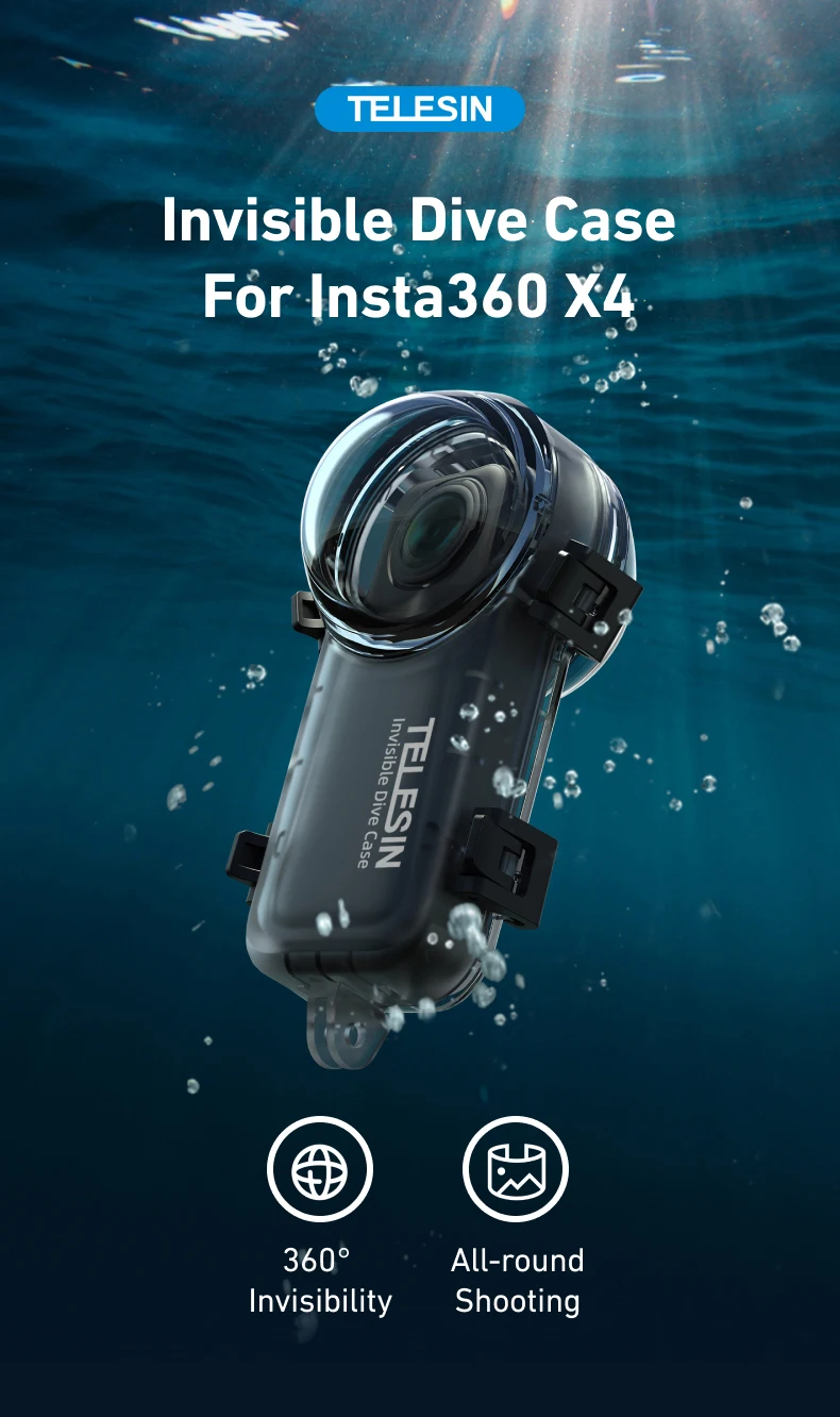 TELESIN Waterproof Case For X4 Underwater 50M Diving Housing Cover With Dive Fi
