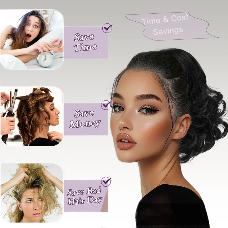 LUPU 10" Ponytail Extension  Curly Ponytail Clip in Claw Hair Extension Natural Looking Synthetic Hairpiece for Women, Black