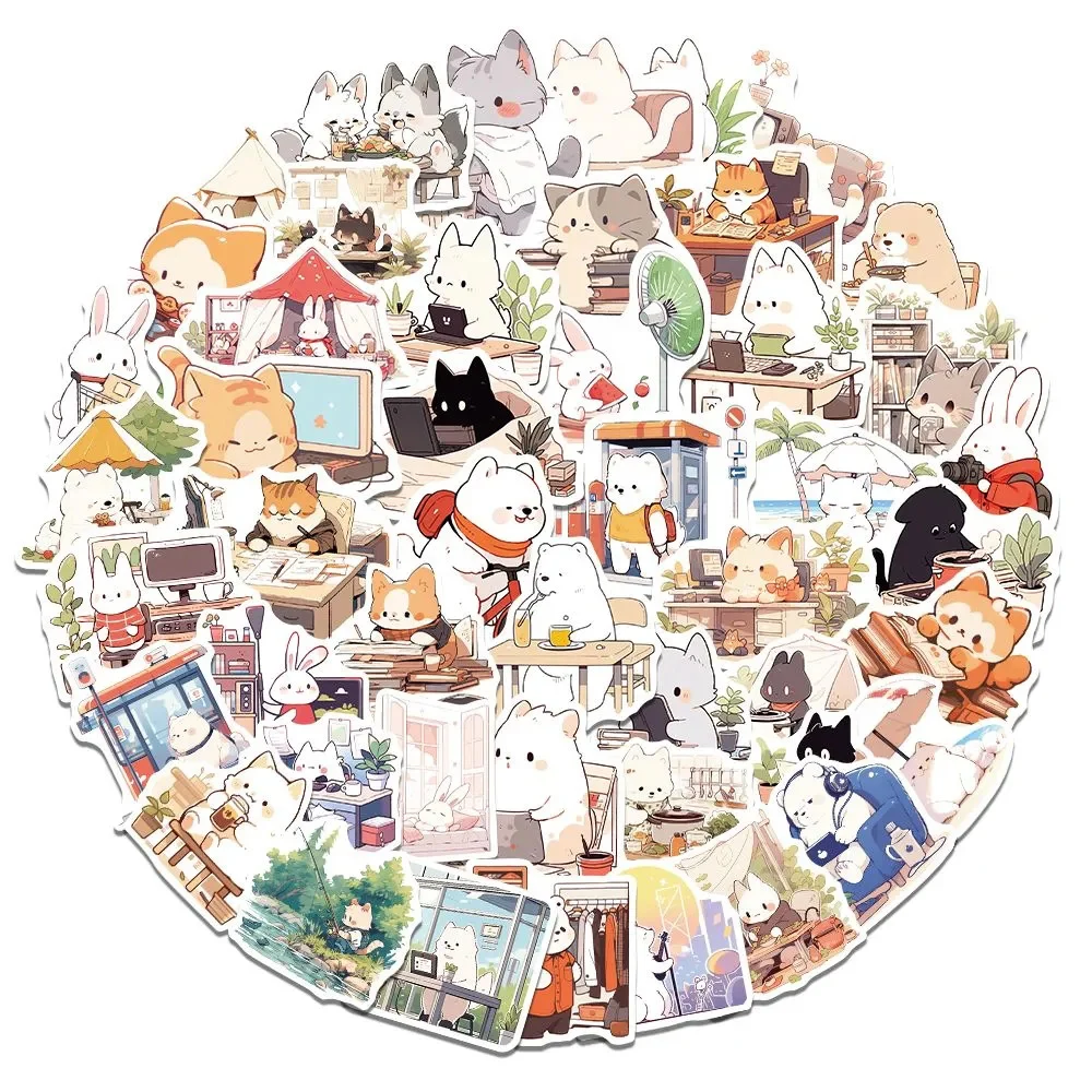 10/30/50pcs Cute Animal Cat Graffiti Stickers Decals Laptop Phone Suitcase Diary Notebook Skateboard Decoration Sticker Kids Toy 10 50pcs jurassic world signs stickers pack diy skateboard diary motorcycle suitcase stationery decals decor phone laptop toys