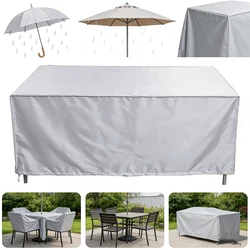 Waterproof Outdoor Garden Furniture Cover - Rectangular, Windproof, Dustproof, UV - Resistant Patio Table Protector - 350x260x70 (Silver)