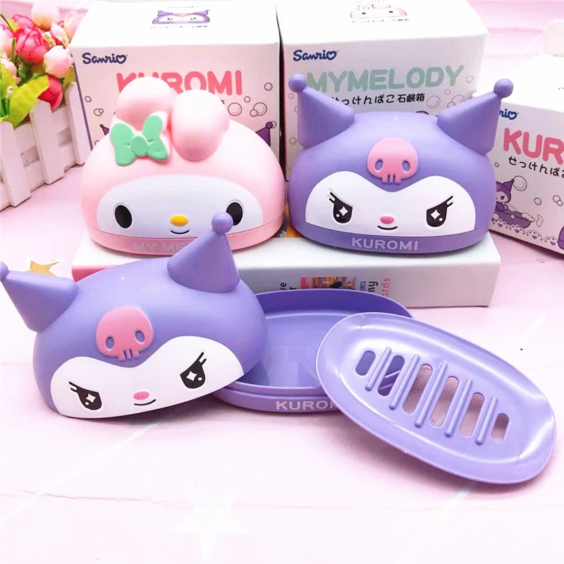 

Sanrio Kawaii Soap Box Kuromi Cinnamoroll Cute Anime Student Dormitory Family Soap Storage Drench Toys Girls Birthday Gifts