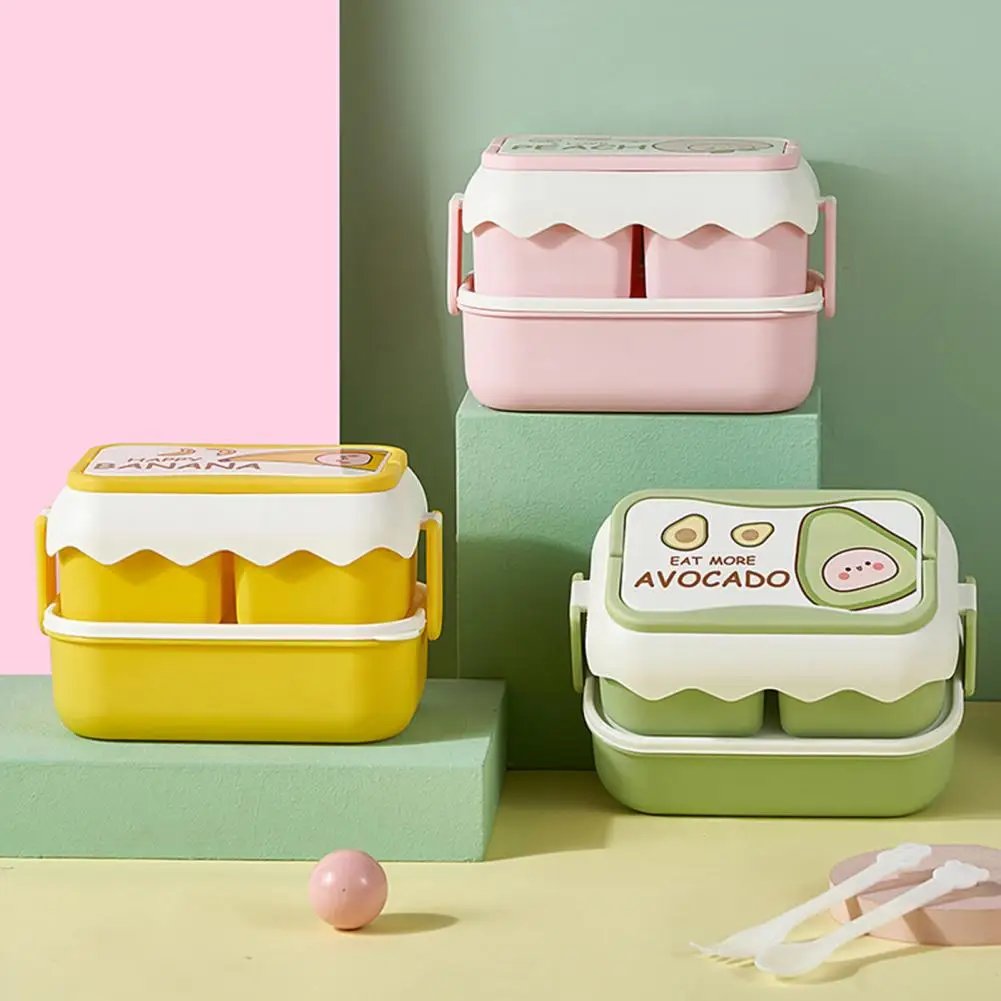 Lunch Box Useful Food-grade 3 Compartment Cute Cartoon Lunch