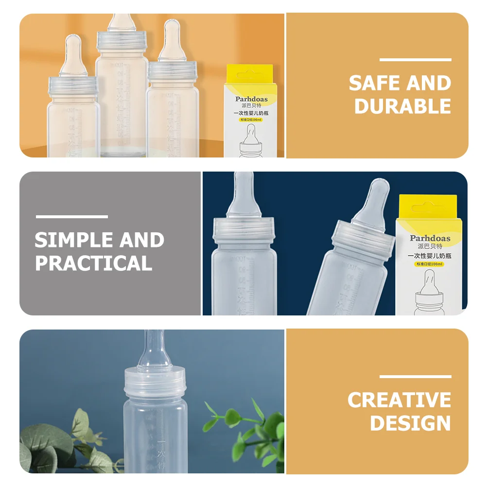Disposable Baby Milk Bottle Newborn Feeder Portable Infant Nursing Bottle Once Off Bottles Feeding Containers 3pcs