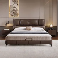 Meubles de chambre à coucher King/Queen Size, lit moderne Simple en cuir souple, lit de mariage léger, lit Double de luxe de styliste 1