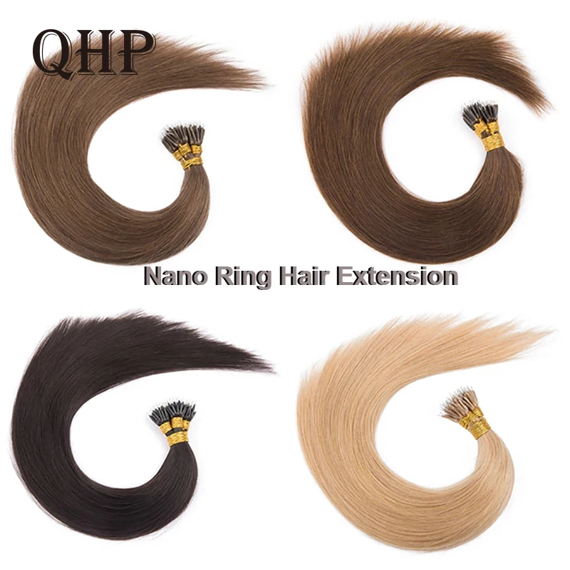 Human Hair Extensions Straight Nano Rings Machine Remy Micro Beads Ring 0.8g/1g/Strand 12-26Inch