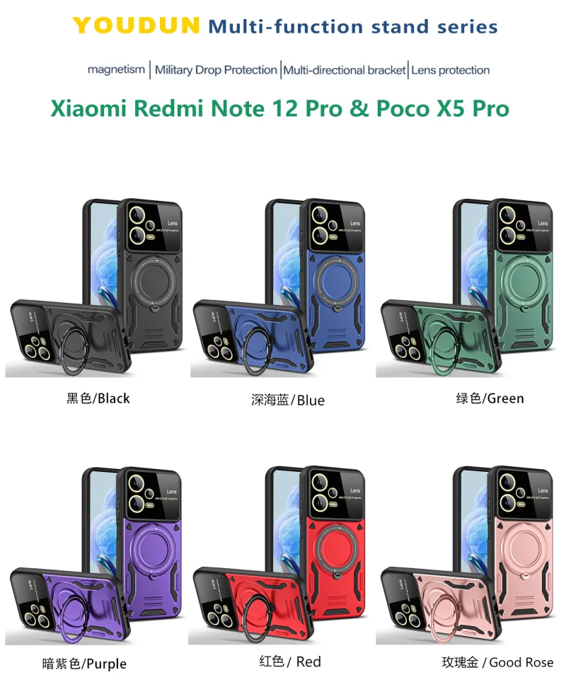 Armor Shockproof Phone Case With Stand Holder And Lens Protector_voghion.com