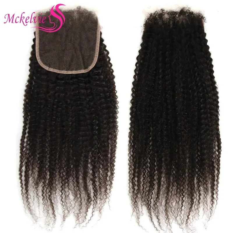 Afro Kinky Curly 5x5 Lace Closure Pre Plucked Brazilian Virgin Hair Baby Hair Human Transparent Lace Closure For Women