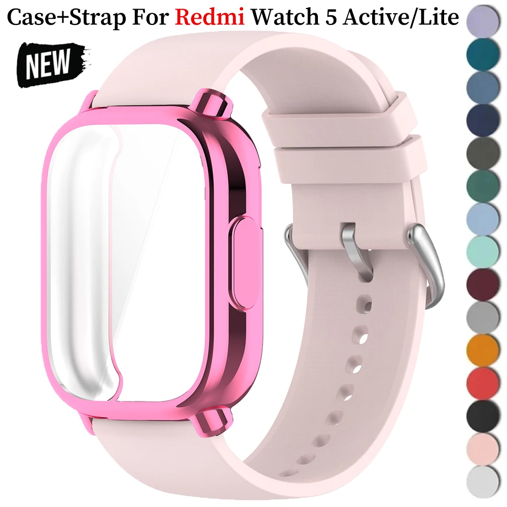 Case+Soft Silicone Strap For Redmi Watch 5 Active Band TPU Soft Case Screen Protector For Redmi Watch 5 Lite Sports Band Correa