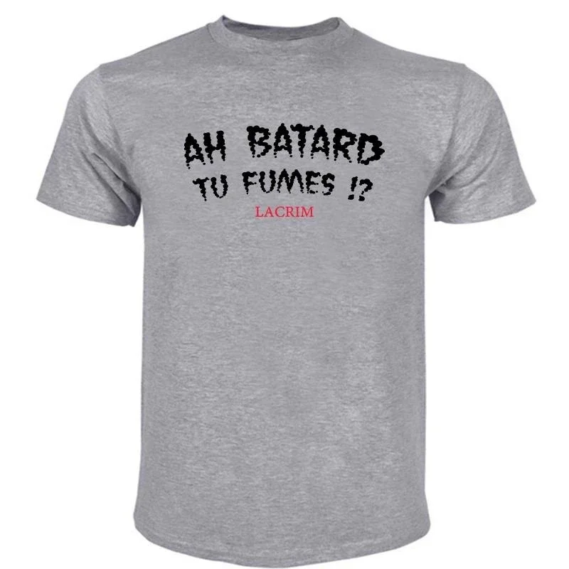 Mens T-shirts Cotton Teeshirt Ah Batard Tu Fumes Lacrim T-Shirt Vintage T Shirt Funny T Shirts Anime t-shirt T-shirt Men - 2