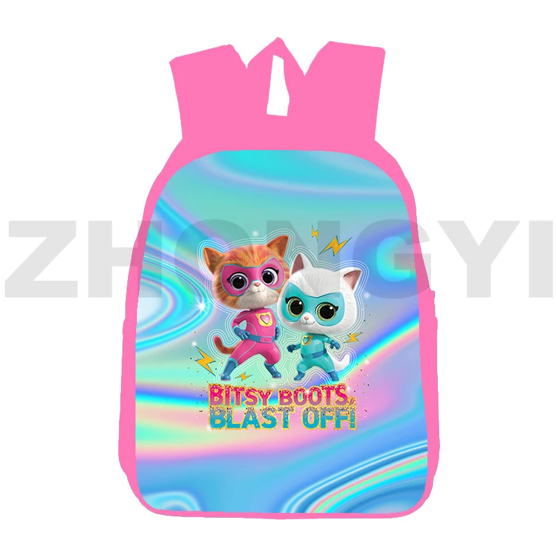 

New 3D Pink Anime SuperKitties Backpack Travel Teenagers 12/16 Inch Bookbag Children School Bag for Girl SuperKitties Backpack