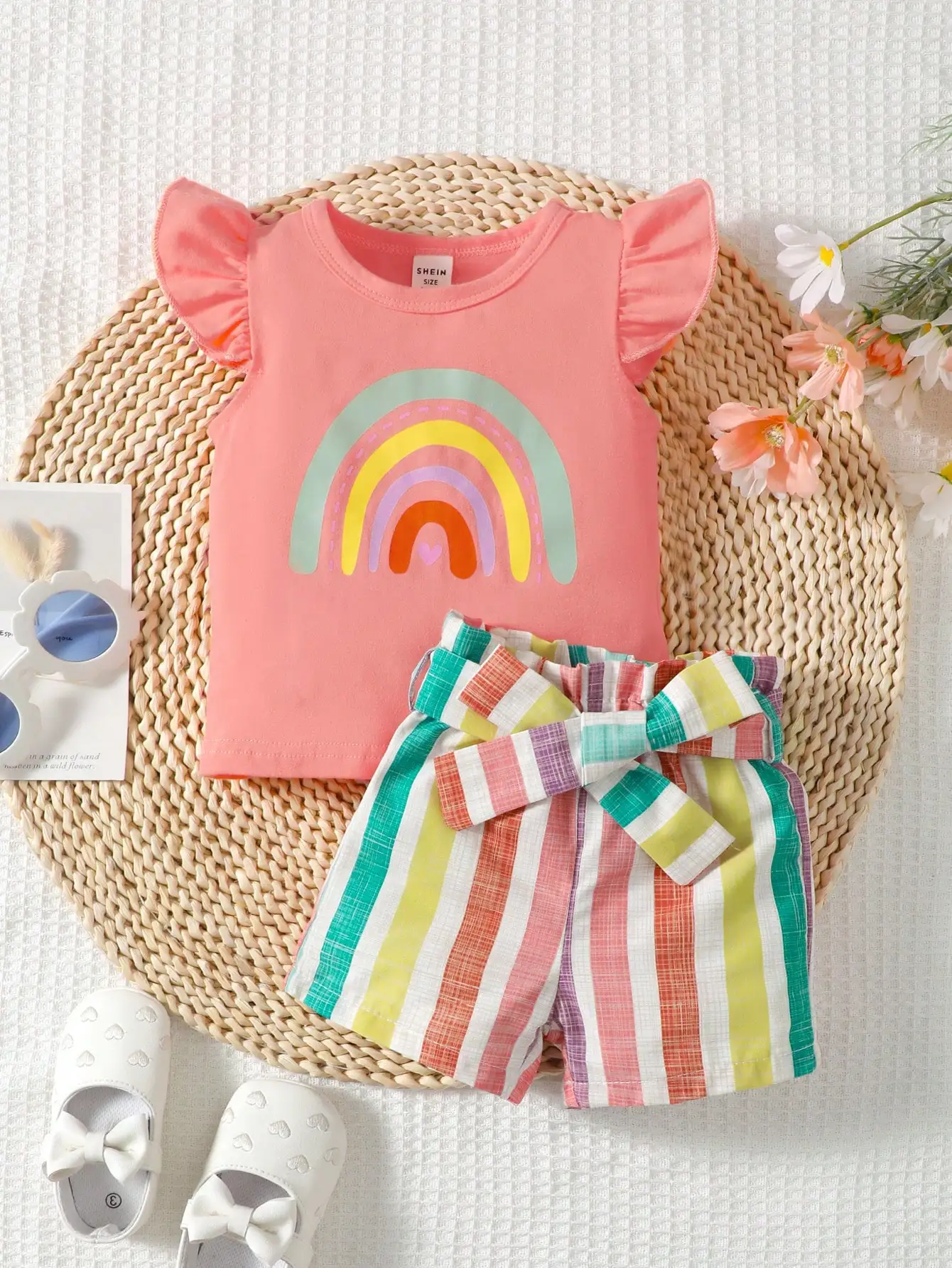 6 36M Three Piece Baby Girls Casual And Comfortable Rainbow Pattern 6-36m-three-piece-baby-girls-casual-and-comfortable-rainbow-pattern