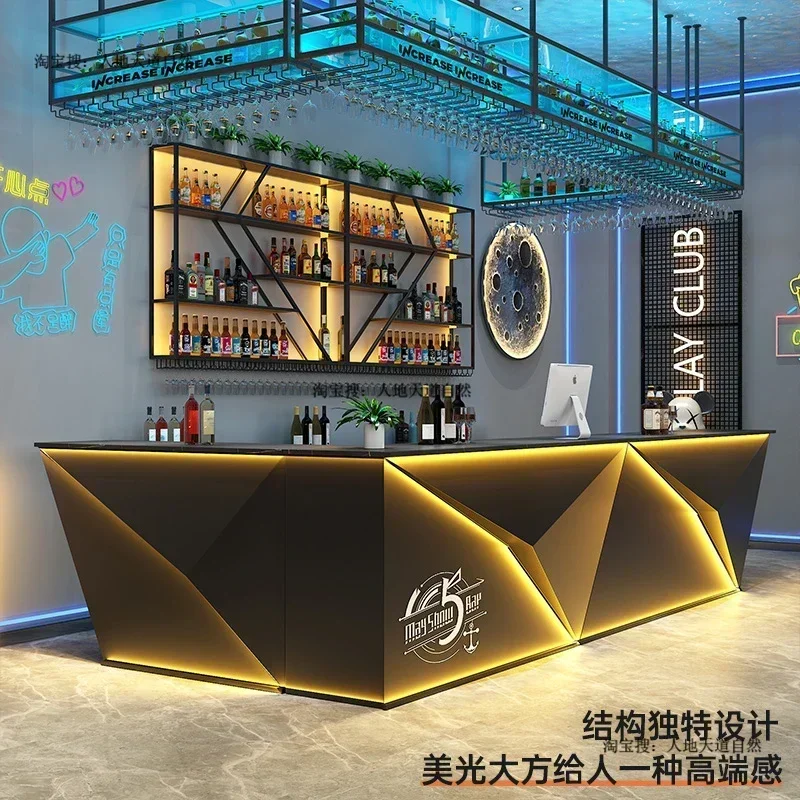 Iron bar bar Internet cafe billiards industrial style cashier corner counter commercial reception desk