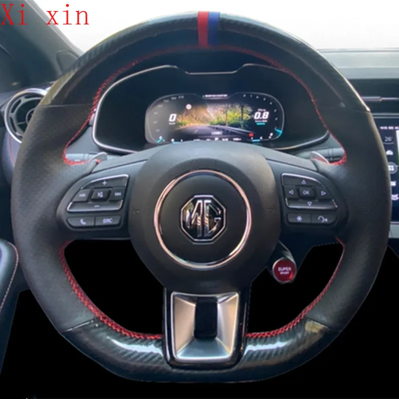 

For Mg 56 zs/3 GS custom suede carbon fiber hand sewn steering wheel cover