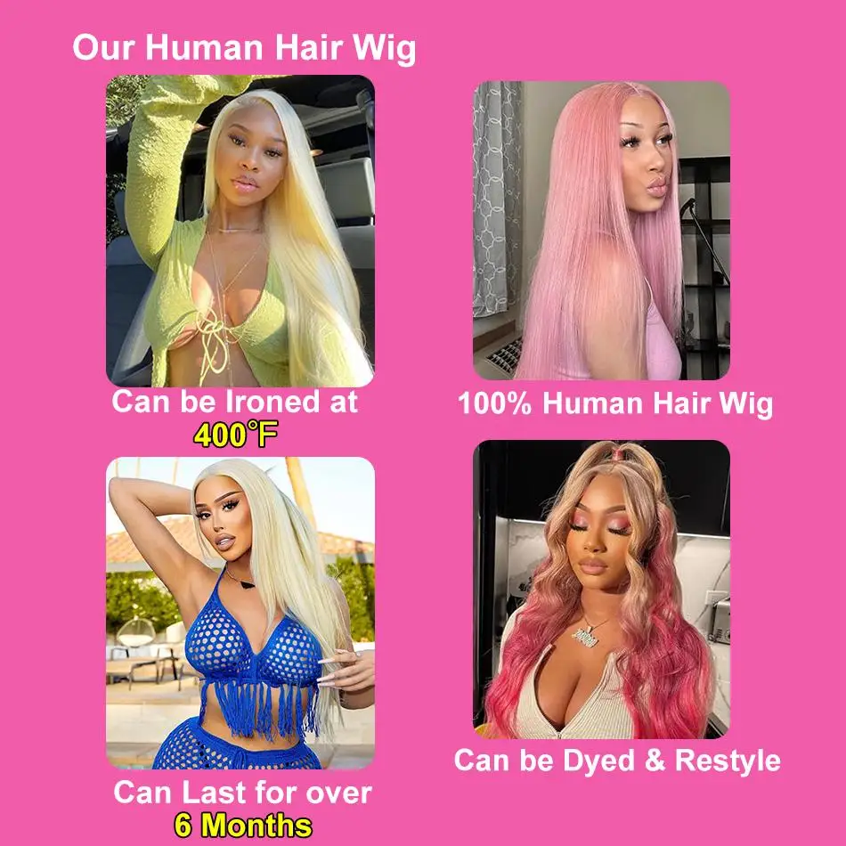 Human Hair Wig 13x6 613 Blonde HD Lace Front Human Hair Wigs Brazilian Straight For Women Transparent 13x6 Lace Frontal