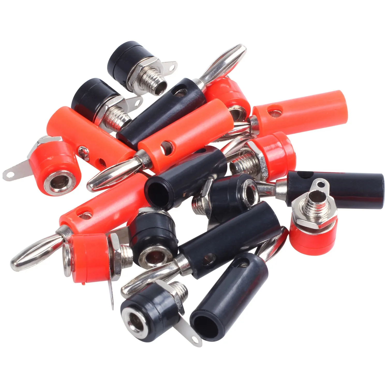 

4mm 10pcs Banana Plugs and 10pcs Banana Sockets (Black and Red) Jack Connectors