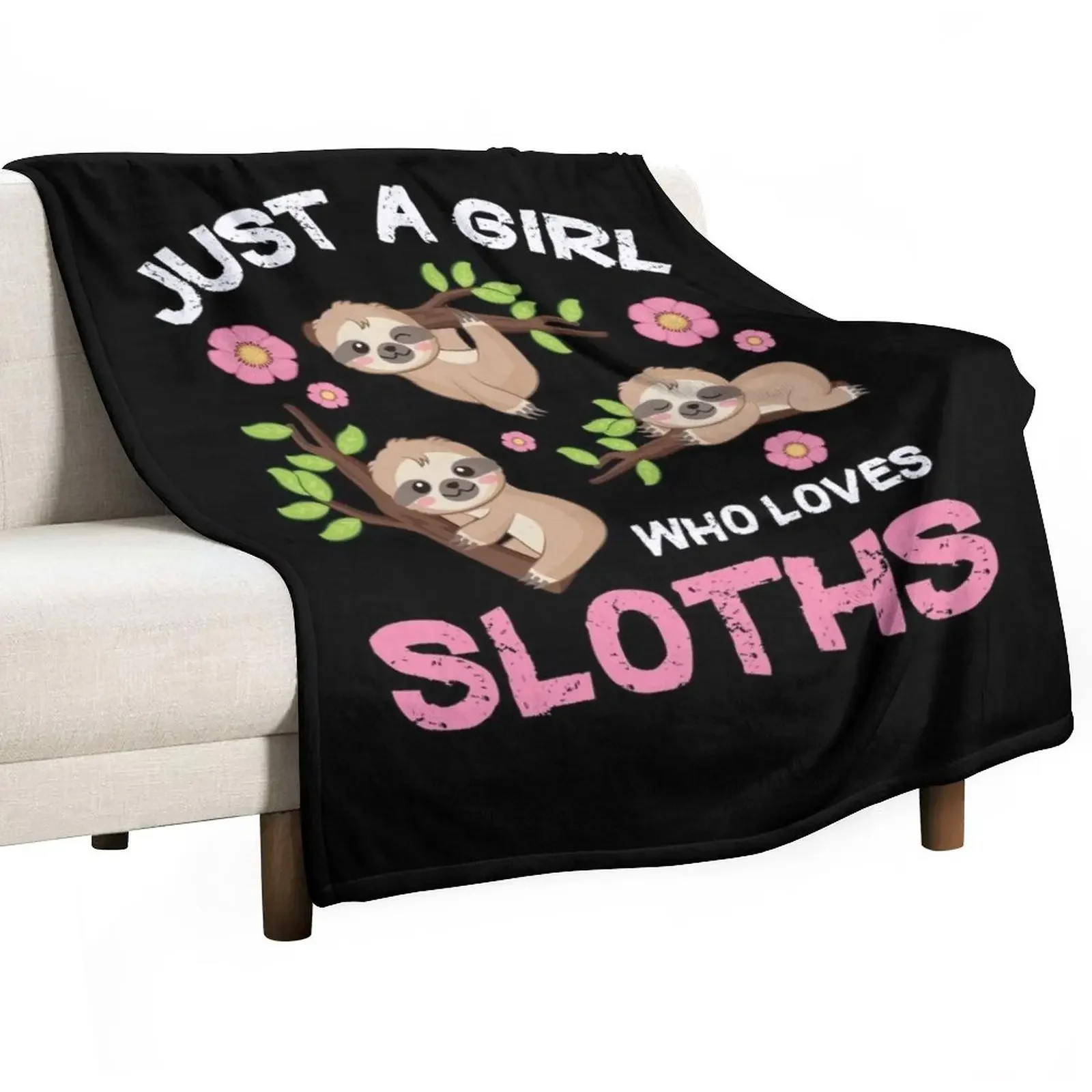 

Just A Girl Who Loves Sloths Set | Funny And Cute Sloth Throw Blanket Bed covers funny gift Blankets
