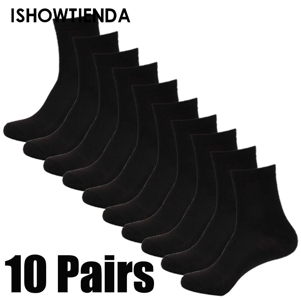 

10 Pairs Summer Socks Men Casual Business Ultra-thin Elastic Silky Bamboo Fiber Stockings Middle Socks Black Business Socks