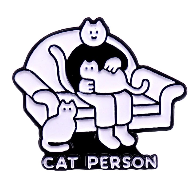 

A3270 Cat Person Brooches for Clothing Enamel Pins Briefcase Badges Lapel Pins for Backpack Jewelry Collections