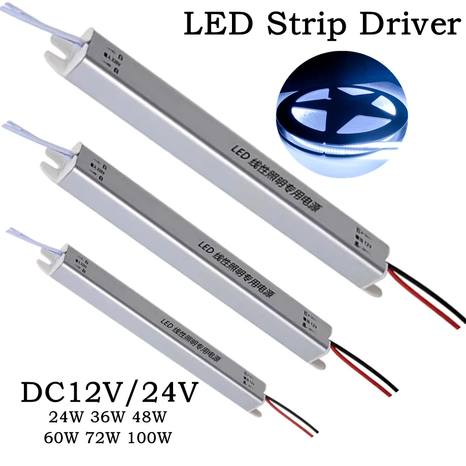 LED Lighting Power Supply Transformer - AC to DC Switching Power Converter for LED Strips (24W-100W)
