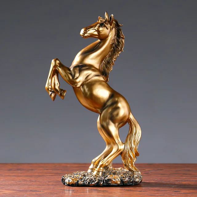 Statue de cheval de la victoire en résine, figurine animale décorative pour le salon, l'armoire et le bureau, style européen 4