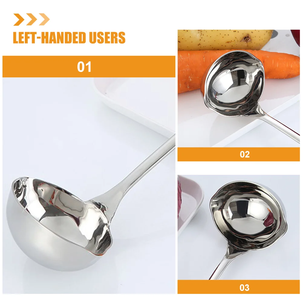 1Pc Double Mouth Soup Ladle Stainless Steel Kitchen Gadgets Pouring Spout Metal Spoon Home Restaurant Dinnerware Sets Long