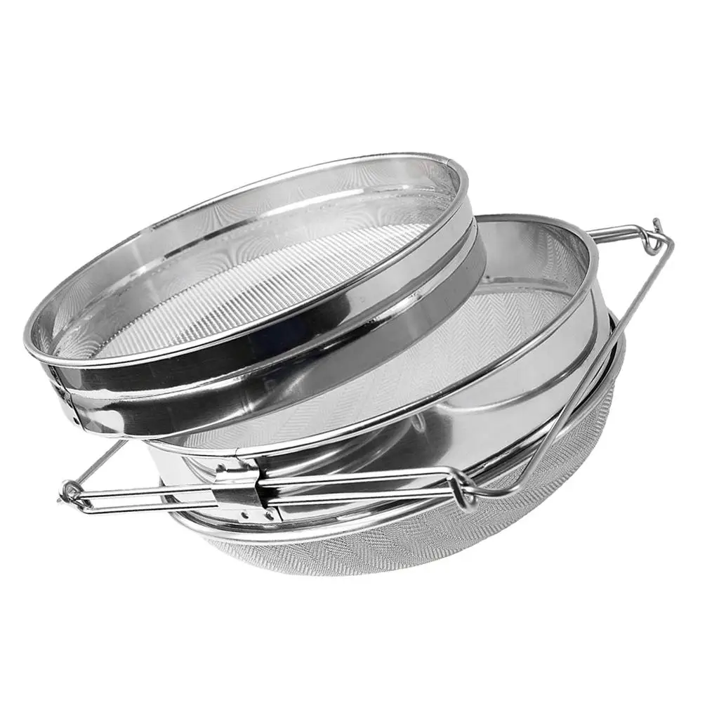 Beekeeping Tools Stainless Steel Double Sieve Honey Strainer with Extendable Arms